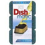 DISH MATIC REPLACEMENT HEADS HEAVY DUTY SPONGE REFILL PK3