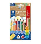 STAEDTLER NORIS 128 NC12P102 JUMBO TRIANGULAR COLOURED PENCILS  SHARPENER PACK 12