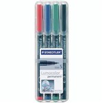 STAEDTLER 313WP4 LUMOCOLOR OHP MARKER PERMANENT SUPER FINE POINT WALLET 4