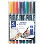 STAEDTLER 313 LUMOCOLOR PERMANENT SUPERFINE MARKER PEN ASSORTED WALLET 8