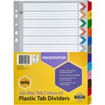 MARBIG 35029F DIVIDER WHITE BOARD WITH PLASTIC MULTI COLOURED TABS A4 JANDEC