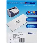 UNISTAT 38944 TRIM LABEL A4 4UP PACK 100