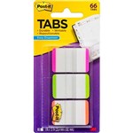3M 686LPGO POSTIT DURABLE FILING TABS 254MM X 38MM WHITE WITH PINK GREEN ORANGE TIPS PK66