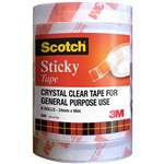 3M 500 SCOTCH EVERYDAY TRANSPARENT TAPE 24MM X 66MTR BULK PACK PK6