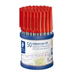 STAEDTLER 430M2CP5 STICK BALLPOINT PEN MEDIUM RED BOX 50