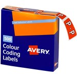 AVERY 43216 LABEL LETTER P 25X38MM DARK ORANGE BX500