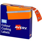 AVERY 43242 LABEL NUMBER 2 25X38MM ORANGE BX500