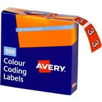 AVERY 43243 LABEL NUMBER 3 25X38MM RED BX500