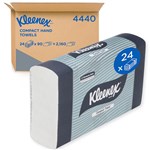 KLEENEX 4440 COMPACT UNBLEACHED INTERLEAVED TOWELS 195CM X 295CM PK90 CTN24