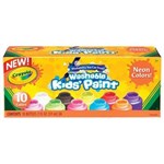 CRAYOLA WASHABLE KIDS PAINTS 59ML NEON ASSORTED PACK 10