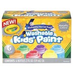 CRAYOLA WASHABLE KIDS PAINTS 59ML METALLIC ASSORTED PACK 6