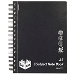 SPIRAX 5657200 P572 PP 3 SUBJECT BOOK A5 SIDE OPEN 300 PAGES BLACK
