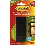 3M 17206BLK COMMAND ADHESIVE PICTURE HANGING STRIPS LARGE BLACK PACK 4 PAIRS