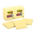 POSTIT 65412SSCY SUPER STICKY NOTES 90 SHEETS 76 X 76MM CANARY YELLOW PACK 12