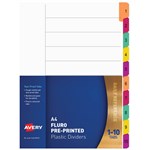AVERY 85723 DIVIDER MANILLA MYLAR REINFORCED TABS FLURO A4 110