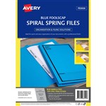 AVERY 88545 SPIRAL SPRING ACTION FILE FOOLSCAP BLACK PRINT BLUE PACK 5