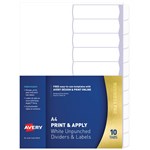 AVERY 930161 L745510 INDEXMAKER DIVIDER WITH EASY APPLY LABEL A4 10 TAB UNPUNCHED