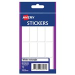 AVERY 932022 MULTI PURPOSE STICKERS RECTANGLE 18 X 38MM WHITE PACK 72