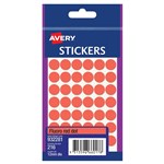 AVERY 932281 STICKER MULTI PURPOSE 12MM CIRCLE FLUORO RED PACK 216