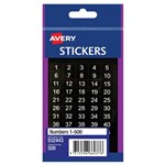 AVERY 932443 MULTI PURPOSE STICKER 1500 WHITE ON BLACK 12X12MM PK500