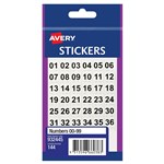 AVERY 932445 MULTI PURPOSE STICKERS 0099 11 X 11MM BLACK ON WHITE PACK 144