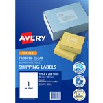 AVERY 936008 J8567 INKJET SHIPPING LABEL 1 PER SHT CLEAR WITH MATT FINISH PACK 25
