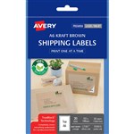 AVERY 959410 L7185 100 RECYCLED SHIPPING LABEL A6 105 X 148MM KRAFT BROWN PACK 20