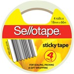 SELLOTAPE STICKY TAPE 18MM X 66M CLEAR PACK 4