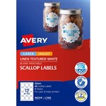 AVERY 982518 L7283 LABELS TEXTURED SCALLOP 63MM WHITE PACK 60