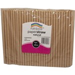 RAINBOW PAPER STRAWS 200 X 8MM NATURAL PACK 50