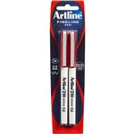 ARTLINE 210 FINELINER PEN 06MM RED PACK 2