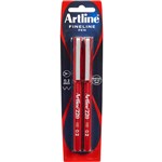 ARTLINE 220 FINELINER PEN 02MM RED PACK 2