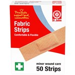 ST JOHN AMBULANCE 225709 ADHESIVE FABRIC STRIPS PACK 50