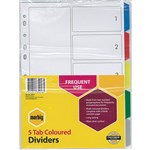 MARBIG 35010 DIVIDER POLYPROPYLENE A4 5 TAB MULTI COLOURED TABS
