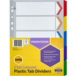 MARBIG 35011 DIVIDER WHITE BOARD WITH PLASTIC MULTI COLOURED TABS A4 5 TAB