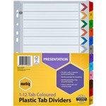 MARBIG 35019F DIVIDER WHITE BOARD WITH PLASTIC MULTI COLOURED TABS A4 112
