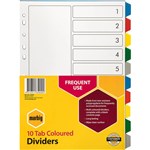 MARBIG 35020 DIVIDER PP A4 10 TAB MULTI COLOURED TABS
