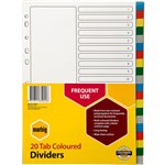 MARBIG 35022 DIVIDER PP 20TAB A4 ASSORTED