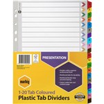 MARBIG 35023F DIVIDER WHITE BOARD WITH PLASTIC MULTI COLOURED TABS A4 120