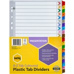 MARBIG 35024F DIVIDER WHITE BOARD WITH PLASTIC MULTI COLOURED TABS A4 AZ