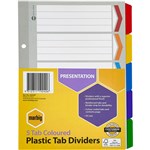MARBIG 35042 DIVIDER WHITE BOARD WITH PLASTIC MULTI COLOURED TABS A5 5 TAB