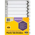 MARBIG 35117 DIVIDER WHITE BOARD WITH PLASTIC BLACK AND WHITE TABS A4 110