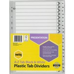 MARBIG 35124 DIVIDER WHITE BOARD WITH PLASTIC BLACK AND WHITE TABS A4 AZ