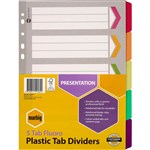 MARBIG 36011 DIVIDER REINFORCED BORDER A4 FLURO 5 TAB