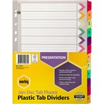 MARBIG 36029F DIVIDER REINFORCED BOARD A4 FLURO TABS JANDEC