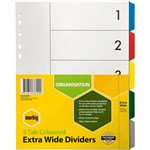 MARBIG 36100 DIVIDER POLYPROPYLENE EXTRA WIDE A4 5 TAB MULTI COLOURED