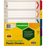 MARBIG 36150 DIVIDER WHITE BOARD WITH PLASTIC MULTI COLOURED TABS A4 15 EXTRA WIDE