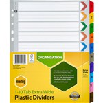 MARBIG 36250F DIVIDER WHITE BOARD WITH PLASTIC MULTI COLOURED TABS A4 110 EXTRA WIDE