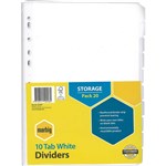 MARBIG 37420F DIVIDER WHITE MANILLA A4 10 TAB BULK PK20
