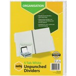 MARBIG 37305 DIVIDER WHITE MANILLA A4 5 TAB UNPUNCHED